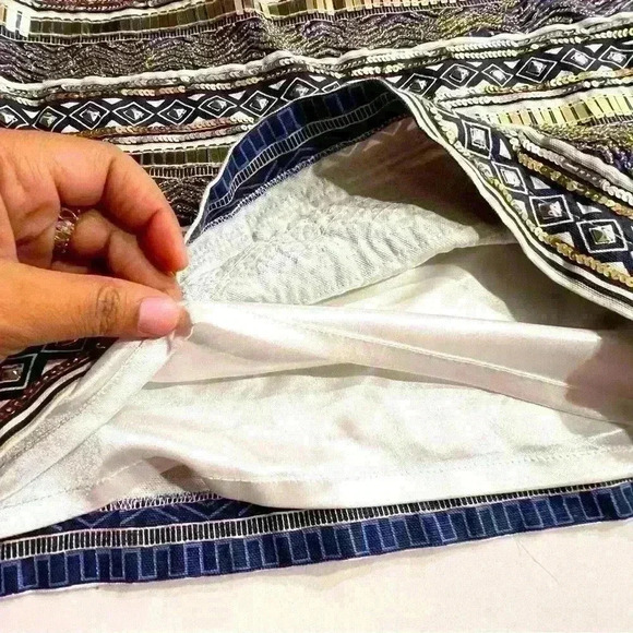 TWIK by SIMONS GOLDEN SHINNY FESTIVE MINI SKIRT  SIDE ZIPPER SIZE S - Picture 8 of 9